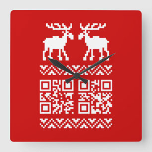 God Julsötare QR-kod Gott nytt år! Fyrkantig Klocka
