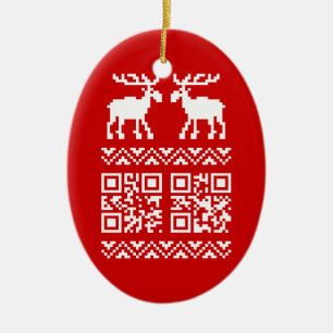 God Julsötare QR-kod Gott nytt år! Julgransprydnad Keramik