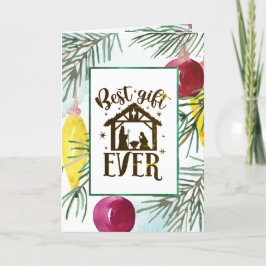 God jultomhet, bästa gåva någonsin i Vintage Träd Helgkort