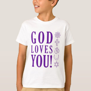 GOD KÄRLEK DU + World Religions Symbols T Shirt