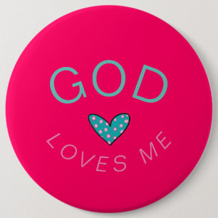 God Kärlek Me Mörk Rosa Button Knapp