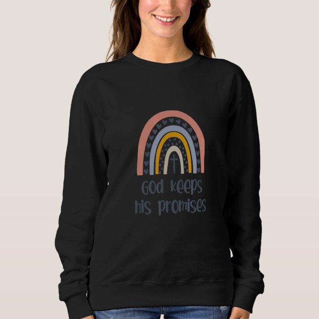 God keeps his promises God Rainbow Christian Rainb T Shirt (Framsida)