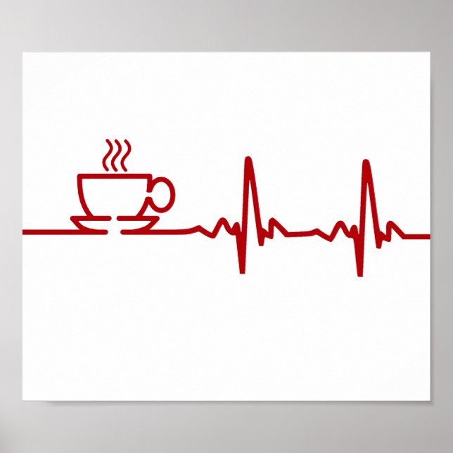 God Koffee Heartslag EKG Poster (Framsidan)