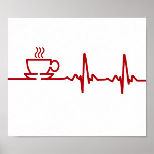 God Koffee Heartslag EKG Poster