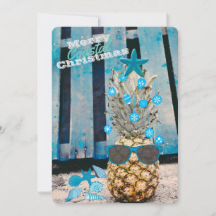 God kustnära jul Pineapple Träd på Beach Julkort