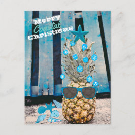 God kustnära jul Pineapple Träd på Beach Vykort
