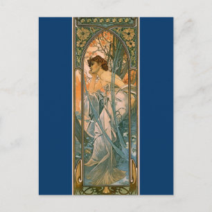 God kväll - av Alphonse Mucha Vykort