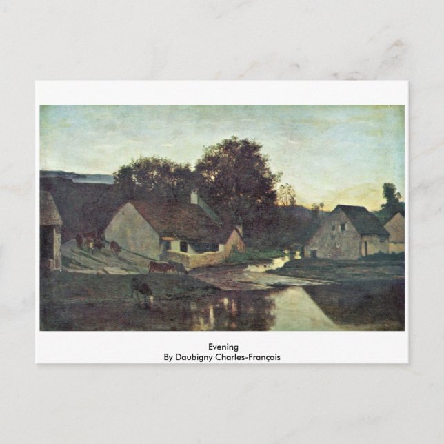 God kväll av Daubigny Charles-François Vykort (Framsida)
