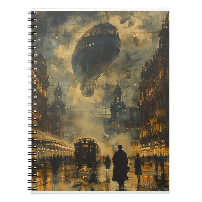 God kväll - en Steampunk Street Scene Anteckningsbok (Framsidan)