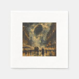 God kväll - en Steampunk Street Scene Pappersservett