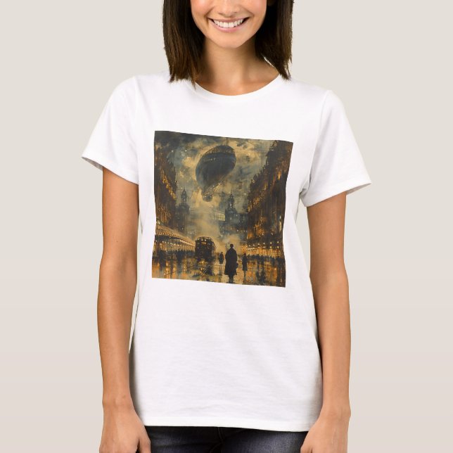 God kväll - en Steampunk Street Scene T Shirt (Framsida)