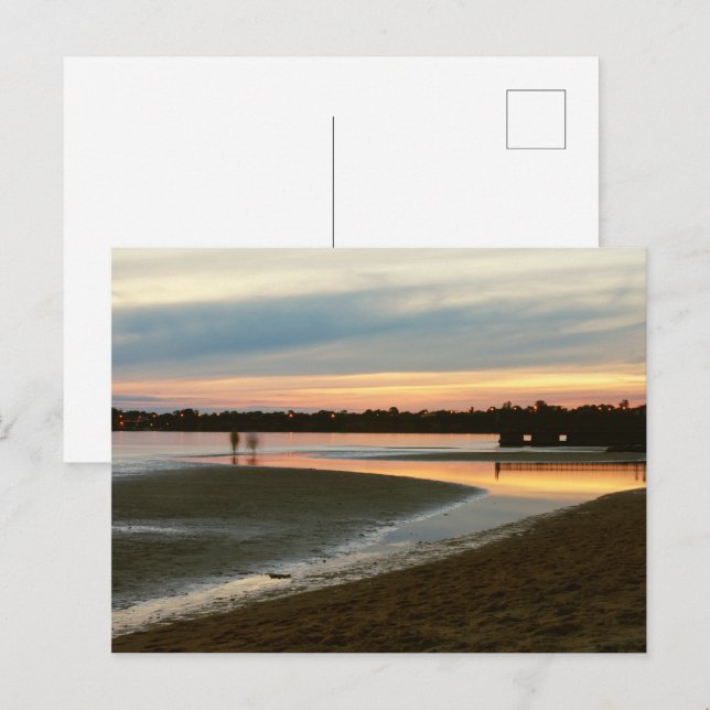 God kväll på stranden vykort (Fram/baksida)