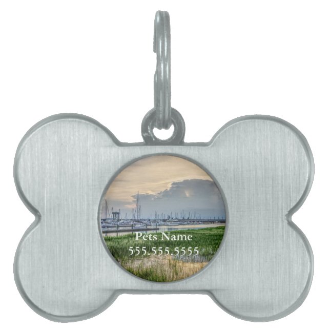 God kväll vid Charleston Harbour ID-bricka Husdjur (Framsidan)