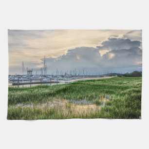 God kväll vid Charleston Harbour Kökshandduk