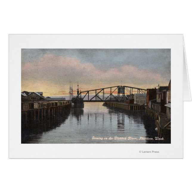 God kväll vid Wishkah River Hälsningskort (Framsidan Horizontal)
