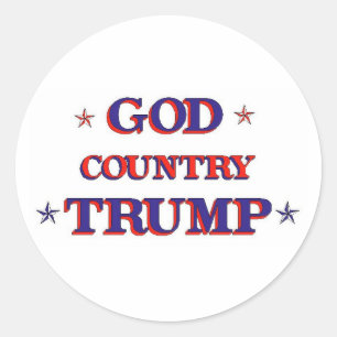 GOD LAND TRUMP RUNT KLISTERMÄRKE