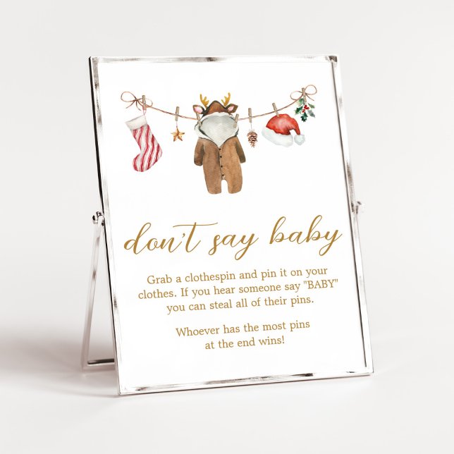 God lilla julkläder Säg inte Baby Poster (Merry Little Clothes Baby Shower Don't Say Baby Sign)