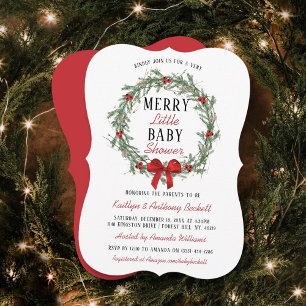 God Little jul Baby Shower Inbjudningar