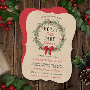 God Little jul Baby Shower Inbjudningar