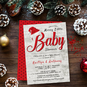 God Little jul Baby Shower Inbjudningar
