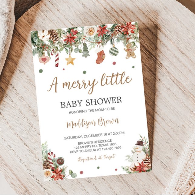 God Little jul Baby Shower Inbjudningar (Christmas Baby Shower Invitation)