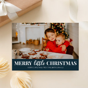 God Little jul Blue Modern Script Photo Julkort