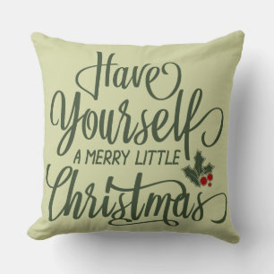 God Little jul Holly Berries & Text Kudde