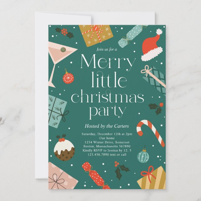 God Little jul Party Julfest Inbjudningar (Framsida)