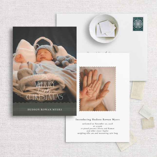 God Little jul Photo Birth Notice Julkort (Skapare uppladdad)