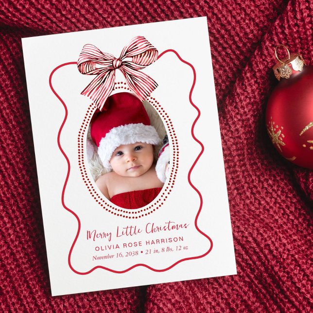 God Little jul Photo Birth Notice Julkort (A beautiful and unique way to introduce family and friends to your Christmas  baby)