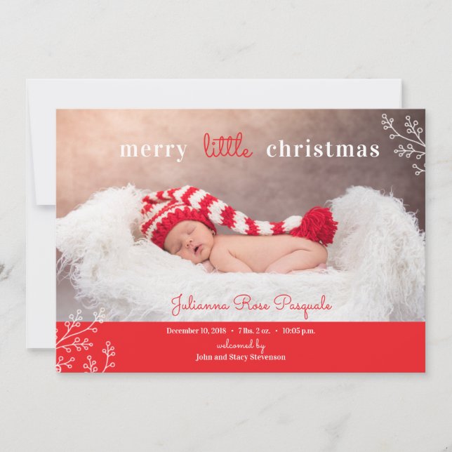 God Little jul Photo Birth Notice Julkort (Framsida)