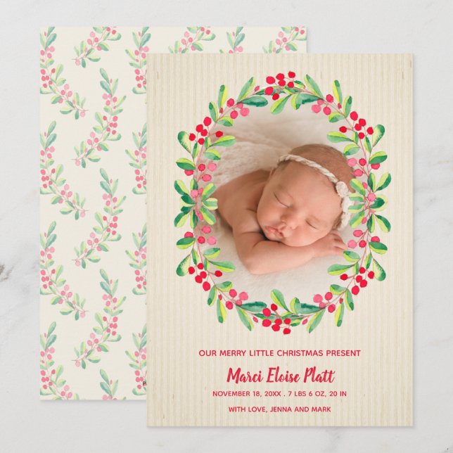 God Little jul Photo Tillkännagivande för födelse Julkort (Fram/baksida)