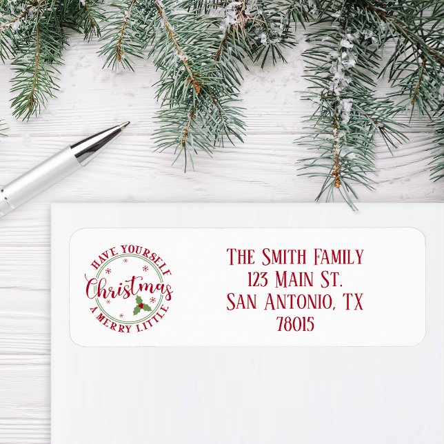 God Little jul-Returadress Returadress Etikett (Vintage Merry Little Christmas Address Sticker)