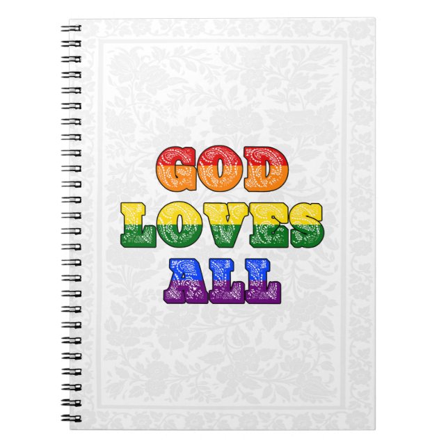 "God Loves All" Gay/LGBTQIA+/Queer Christian Pride Anteckningsbok (Framsidan)