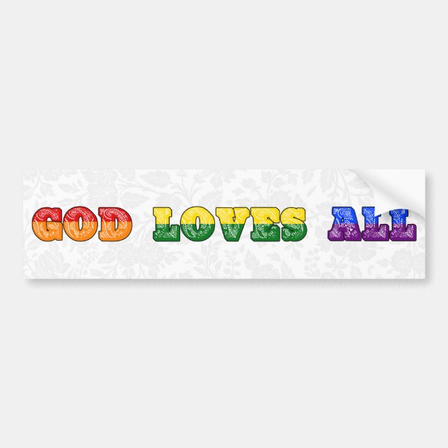 "God Loves All" Gay/LGBTQIA+/Queer Christian Pride Bildekal (Framsidan)