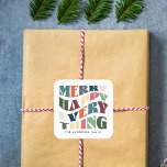 God Lycklig Allt Groovy Helgdag jul jul Fyrkantigt Klistermärke<br><div class="desc">Merry Lycklig All Groovy Helgdag-julklapp</div>