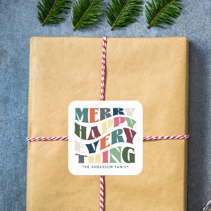 God Lycklig Allt Groovy Helgdag jul jul Fyrkantigt Klistermärke