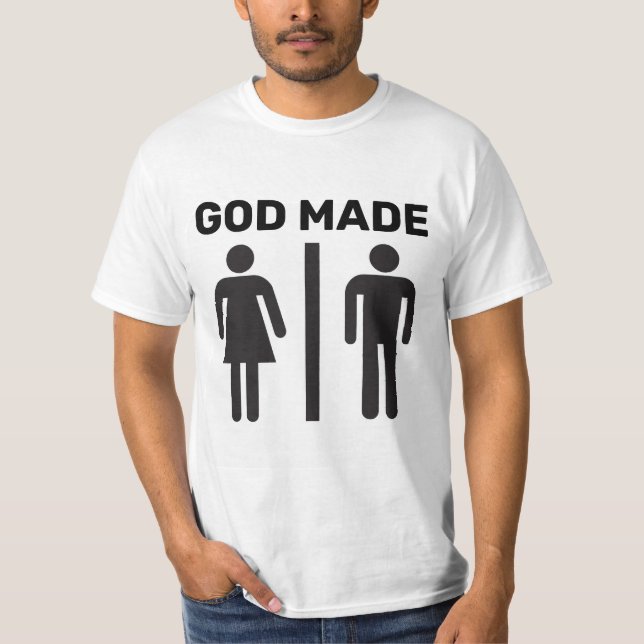 GOD MADE MALE FEMALE ICONS T-Shirts (Framsida)
