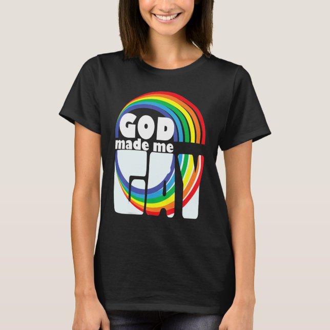 GOD MADE ME GAY RAINBOW IN LETTERS T SHIRT (Framsida)