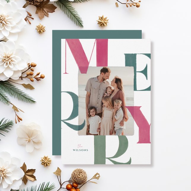 God Magenta och Grönt 2 Fotojul Julkort (Skapare uppladdad)