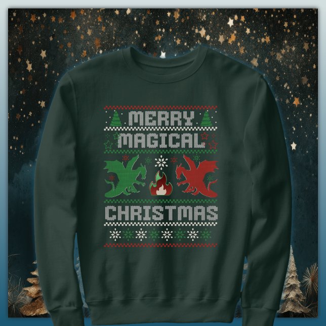 God magisk juldragon Ugly Sweater Design Lång Ärmad Tröja (Skapare uppladdad)