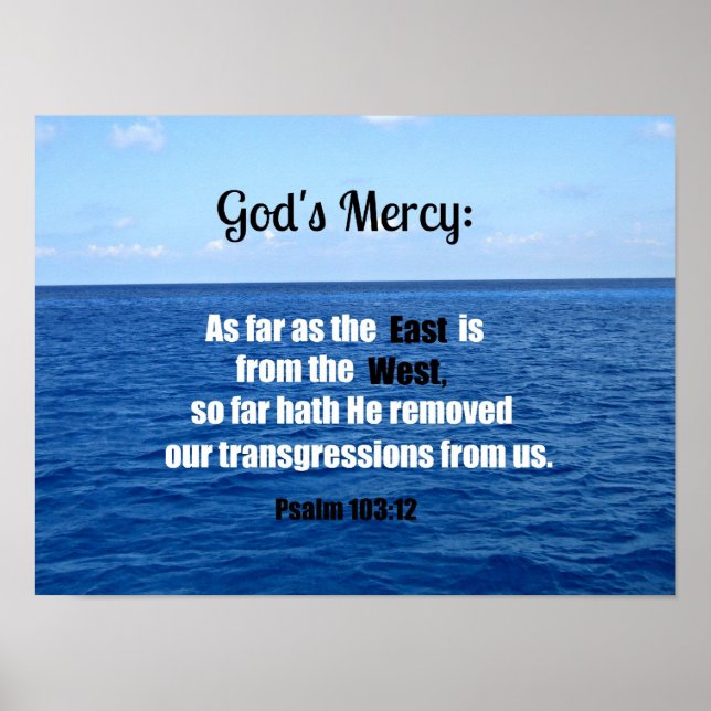 God Mercy: Psalm 103:12 Poster (Framsidan)