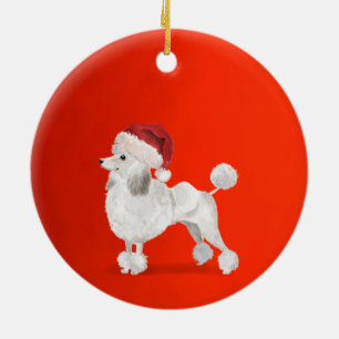 God Merry Hälsning, Pudel, Hund Julgransprydnad Keramik