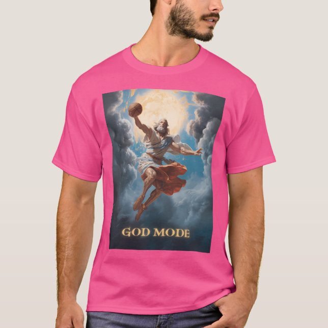 God Mode Funny Basketball T Shirt (Framsida)