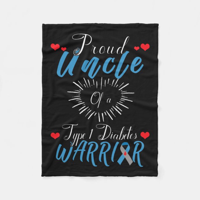 God morbror av typ 1 Diabetes Warrior Awareness Fleecefilt (Framsidan)