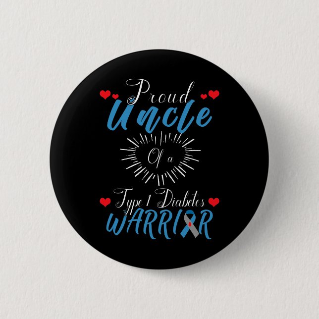 God morbror av typ 1 Diabetes Warrior Awareness Knapp (Framsida)