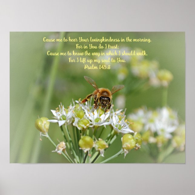 God morgon Bee på Blommar Bible Verse Art Poster (Framsidan)