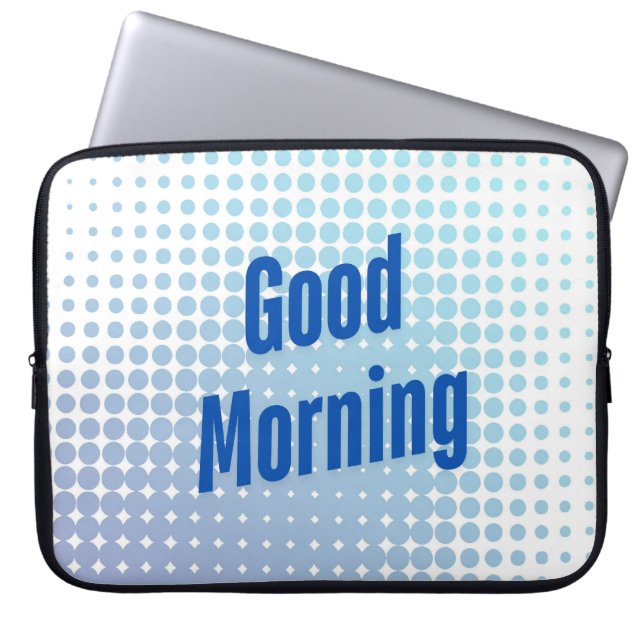 God Morgon Blå Prickar Laptop Fodral (Framsidan)
