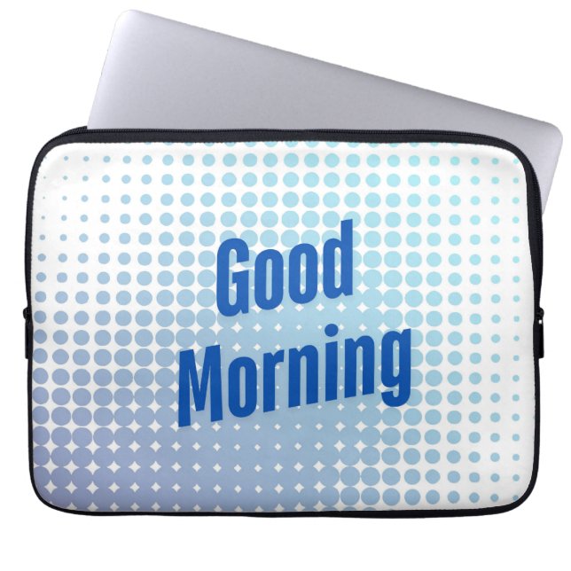 God Morgon Blå Prickar Laptop Fodral (Framsidan)