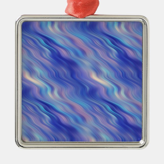 God morgon, blått Vågigt Struktur Julgransprydnad Metall (Framsidan)